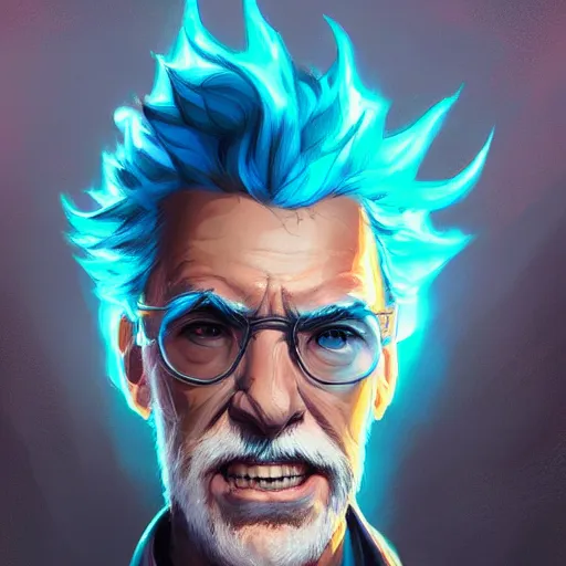 Image similar to portrait of rick sanchez, matte art by ross tran, artstation