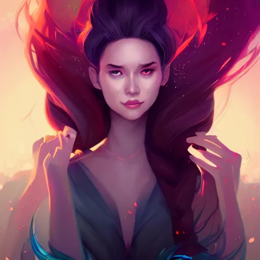 Image similar to a portrait of a beautiful sorceress, art by lois van baarle and loish and ross tran and rossdraws and sam yang and samdoesarts and artgerm, digital art, highly detailed, intricate, sharp focus, Trending on Artstation HQ, deviantart, unreal engine 5, 4K UHD image