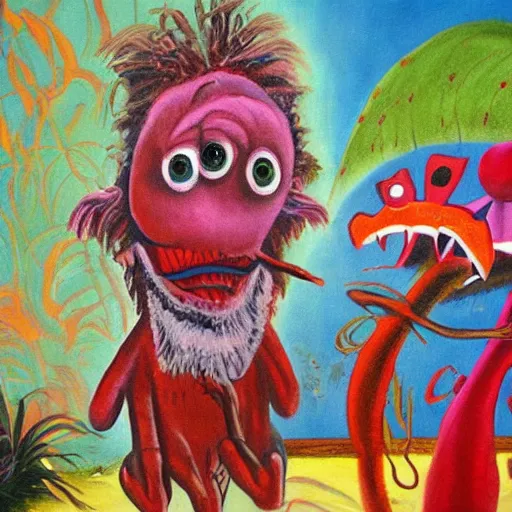 Prompt: a painting jim henson did when he was deeply schizophrenic