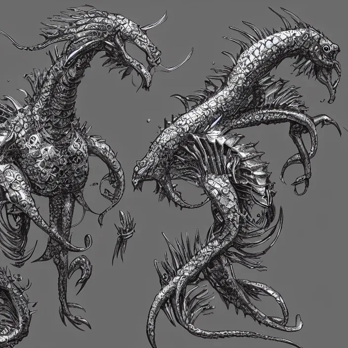 Image similar to underwater sea dragon full body, d & d style, trending on artstation, intricate, highly detailed