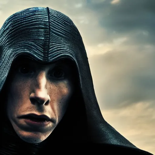 Prompt: eddie redmayne as kylo ren in the movie star wars 8 k resolution, cinematic lighting, anatomically correct, realistic a scene from the film