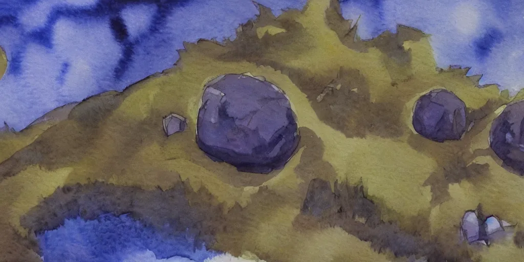 Image similar to outer wilds, watercolour