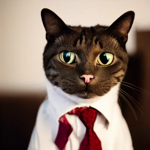 Image similar to photo of a cat with a snarky smile and wearing a suit