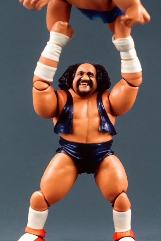 Prompt: danny devito as a 1 9 8 0 s wrestling action figure