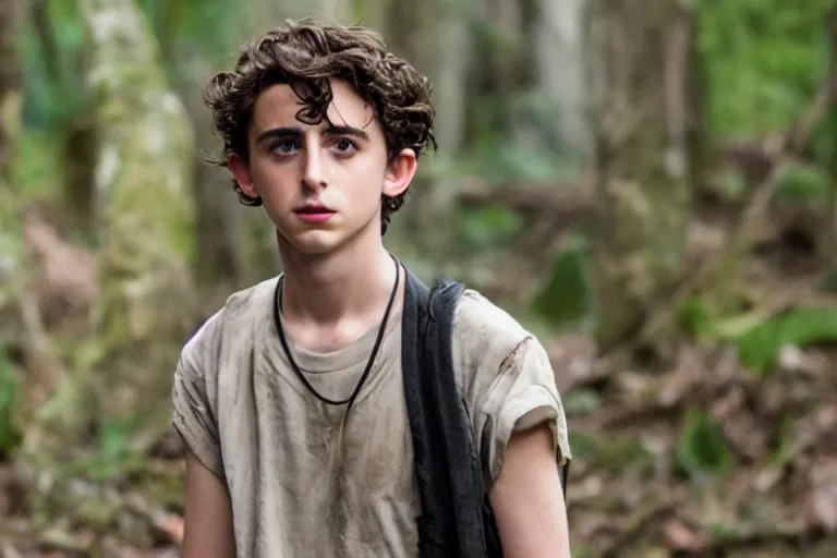 Image similar to timothee chalamet plays ralph in the live action adaptation of lord of the flies, red weapon 8 k s 3 5, cooke anamorphic / i lenses, highly detailed, cinematic lighting