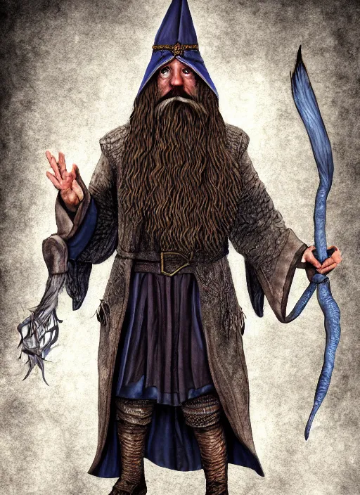 Image similar to highly detailed, hyper realistic wizard with a dungeon background by wizardofbarge