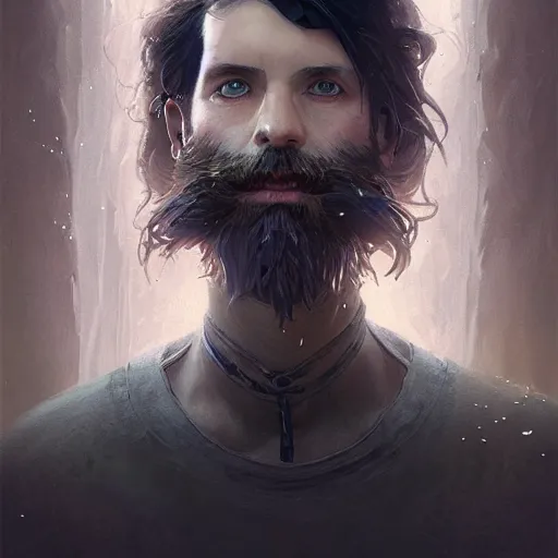 Prompt: highly detailed portrait from a gothic man with designer beard, stephen bliss, unreal engine, fantasy art by greg rutkowski, loish, rhads, ferdinand knab, makoto shinkai and lois van baarle, ilya kuvshinov, rossdraws, tom bagshaw, global illumination, radiant light, detailed and intricate environment