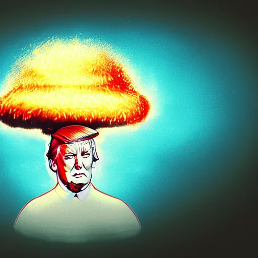 Image similar to a nuclear mushroom cloud with donald trumps face on it. portrait, intricate, highly detailed, concept art, smooth, sharp focus, illustration, medium shot, mid - shot