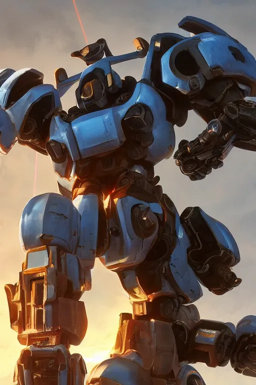 Image similar to mechwarrior 5 : mercenaries mech megaman transformer robot boss tank engine game octane render, 4 k, hd 2 0 2 2 3 d cgi rtx hdr style chrome reflexion glow fanart, global illumination ray tracing hdr fanart arstation by ian pesty by jesper ejsing pixar and disney unreal zbrush central hardmesh