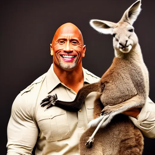 prompthunt: dwayne the rock johnson's face on the body of a kangaroo