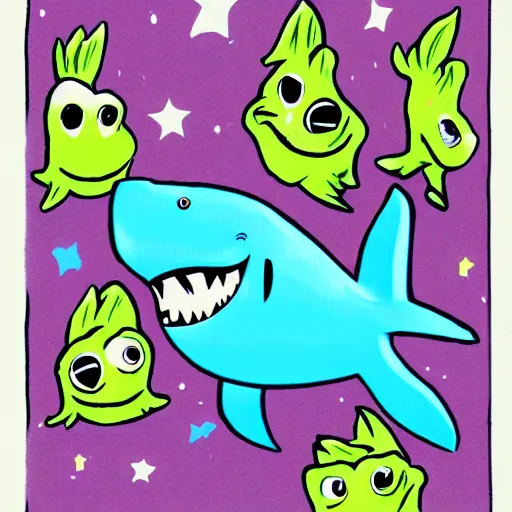 Prompt: baby shark, illustration from the children's book.
