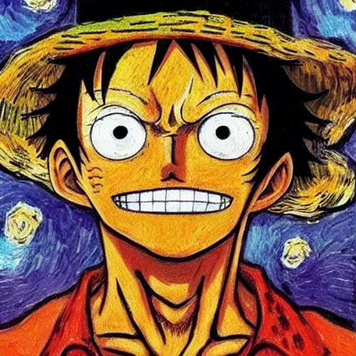 Image similar to One Piece Luffy, Van Gogh style