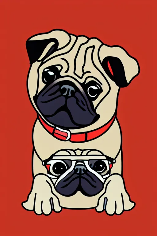Prompt: Portrait of a drug dealer pug, sticker, andromorphic, colorful, illustration, highly detailed, simple, smooth and clean vector curves, no jagged lines, vector art, smooth