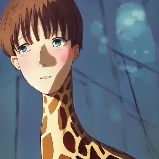 Image similar to a giraffe wearing a dress, illustration concept art anime key visual trending pixiv fanbox by wlop and greg rutkowski and makoto shinkai and studio ghibli and kyoto animation symmetrical facial features