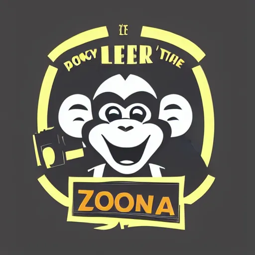 Prompt: “ logo of a monkey in the style of zootopia holding laser gun, with a black background, digital art, award winning, trending on art station, retro style ”