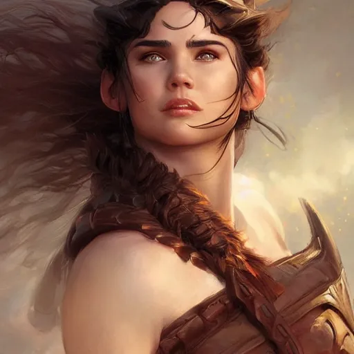 Image similar to young Jennifer Connelly as a warrior by Stanley Artgerm Lau, WLOP, Rossdraws, Frank Frazetta, Andrei Riabovitchev, Marc Simonetti, trending on artstation.