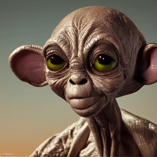 Image similar to E.T. the alien, highly detailed, sharp focus, octane render