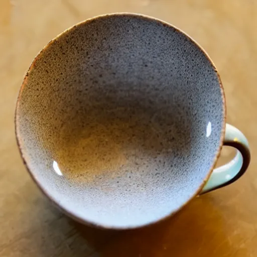 Prompt: teacup with many holes in it