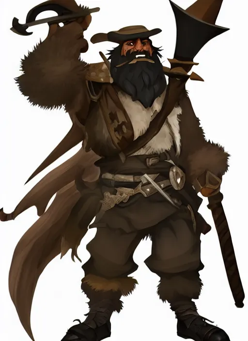 Image similar to bugbear ranger, black beard, dungeons and dragons, hunters gear, character design on white background, by makoto shinkai