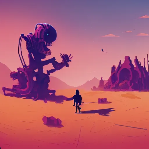 Image similar to giant skeletons in desert by anton fadeev