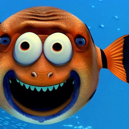 Prompt: obama as a fish, in the style of finding nemo, pixar animation, obama is a fish, pixar style