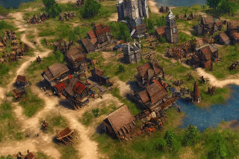 Prompt: the witcher 3 in the style of age of empires the rise of rome, highly - detailed, remastered, 8 k, realistic, unreal engine 5, light effect, magnificent