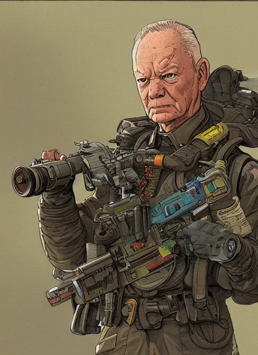 Image similar to apex legends eisenhower. concept art by james gurney and mœbius.