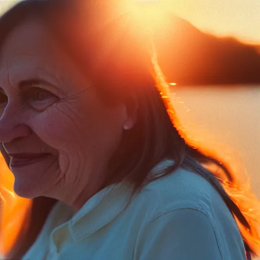 Image similar to beautiful hyperdetailed photograph of your mom, golden hour, soft focus, medium shot, 8 k, portra 4 0 0