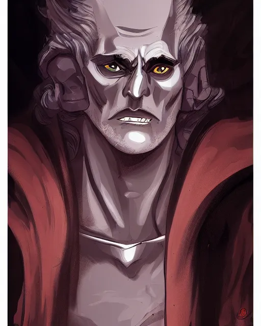 Image similar to cel - shaded portrait character art of hades, art, key art, movie poster