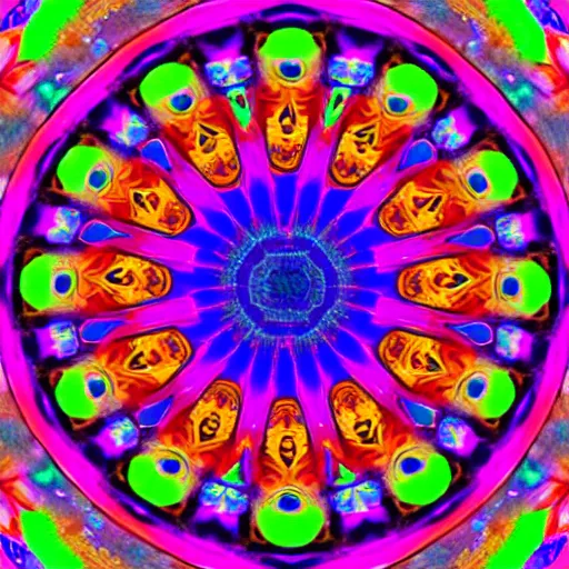 Prompt: psychedelic colorful kaleidoscope, vibrant, eyes peeking through colorful goo, sadness, anger