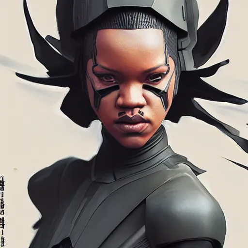 Image similar to star wars sith lord Rihanna profile picture by Greg Rutkowski, dynamic pose, intricate details, futuristic, volumetric lights, streetwear, studio ghibli, Organic Painting , Matte Painting, geometric shapes, hard edges, trending on the artstation, fantasy LUT, realistic by Sachin Teng + Martin Grip + Moebius + Patrick Gleason, smooth, sharp focus, techwear, Industrial Scifi, detailed illustration, character portrait,-C 8.5