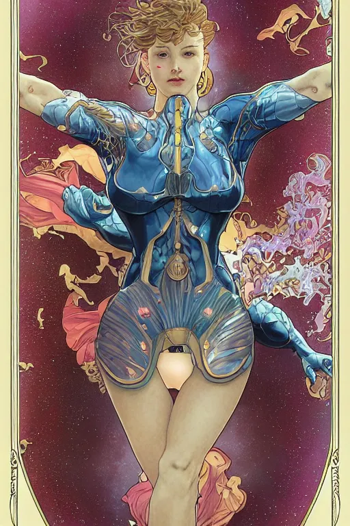 Image similar to swimming through time, by artgerm and yoshitaka amano and moebius and alphonse mucha, hyperdetailed, dc comics, ornate, nebula, explosions in the sky, trending on artstation