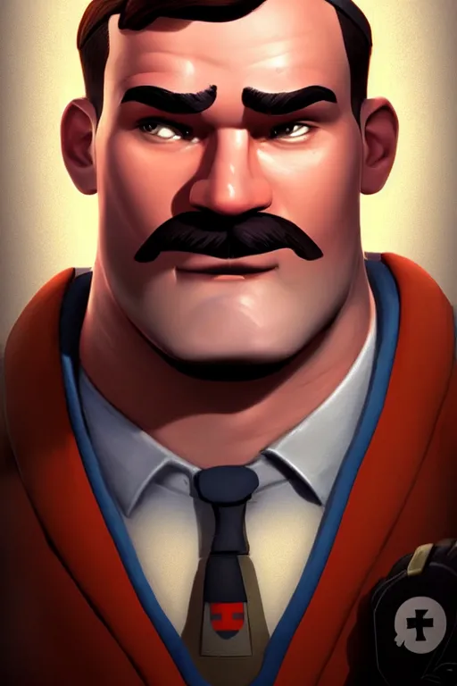 Prompt: beautiful highly detailed realistic stylized character portrait team fortress 2 medic, detailed character art master portrait, trending on artstation