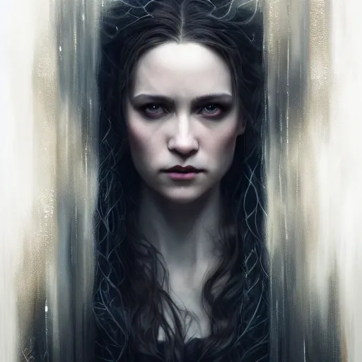 Image similar to Majestic and regal portrait of a riveting female vampire, intricate, epic, elegant, menacing, fantasy, highly detailed, digital painting, hard focus, beautiful volumetric lighting, epic light, ultra detailed, by Leesha Hannigan, Ross Tran, Thierry Doizon, Kai Carpenter, Ignacio Fernández Ríos