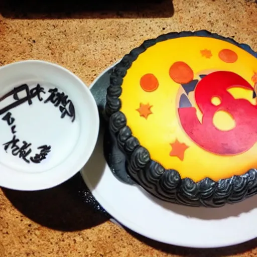 Prompt: cake shaped like a dragon ball food photography