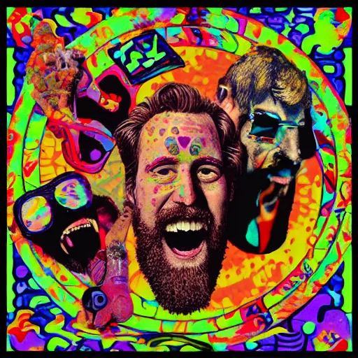 Image similar to Geoff Dude Lebowski LSD blotter art