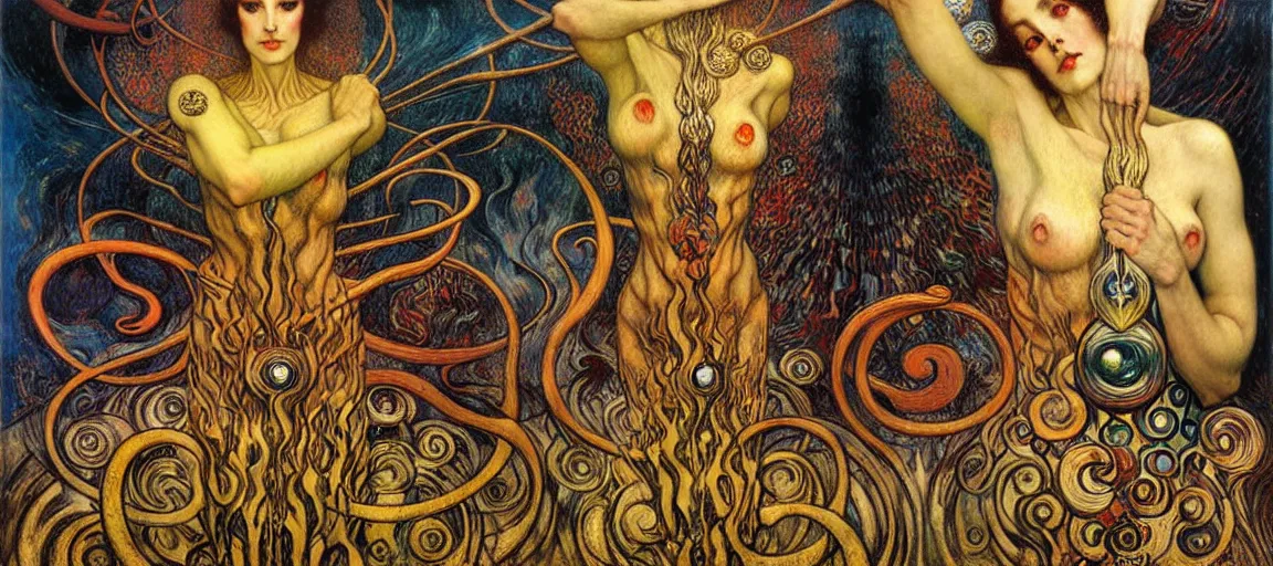 Image similar to Divine Chaos Engine by Karol Bak, Jean Delville, William Blake, Gustav Klimt, and Vincent Van Gogh, symbolist, visionary