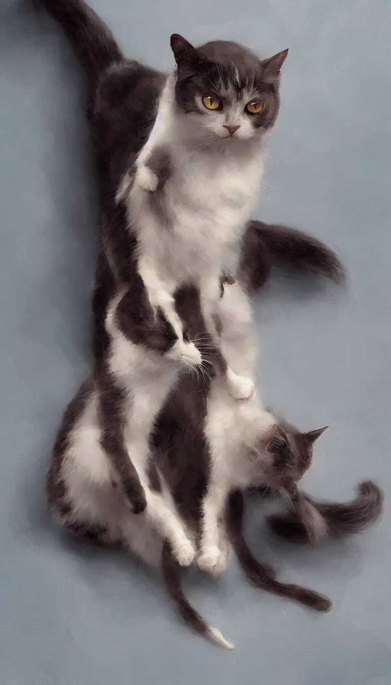 Image similar to long vertical cat, artwork by wlop, beelpe, artsation