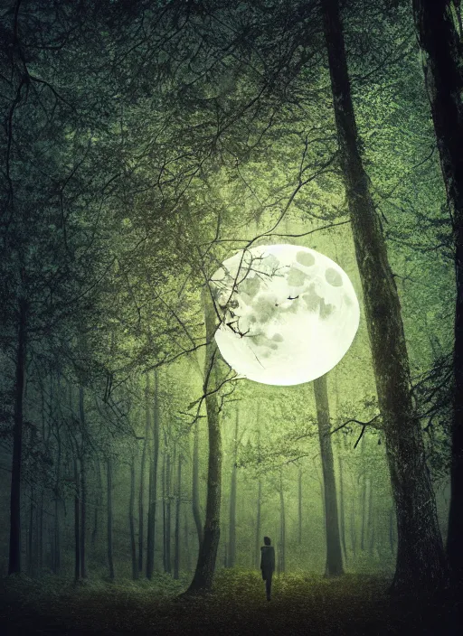 Image similar to thriller book cover of a forest with moon, realistic concept, unsplash photography, shutterstock, getty images, highly detailed digital art, artstation