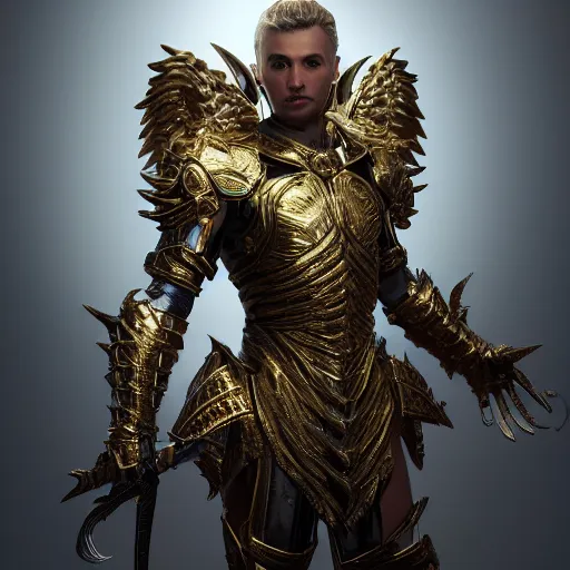 Prompt: a photo of 8k ultra realistic archangel, full body, diablo, intricate white and gold armor, sword, ornate, cinematic lighting, trending on artstation, 4k, hyperrealistic, focused, high details, unreal engine 5, cinematic