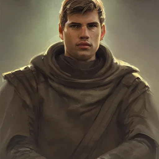 Prompt: portrait of a man by greg rutkowski, grand jedi master ben skywalker, star wars expanded universe, he is about 6 0 years old, wearing the tactical gear of the galactic alliance, highly detailed portrait, digital painting, artstation, concept art, smooth, sharp foccus ilustration, artstation hq