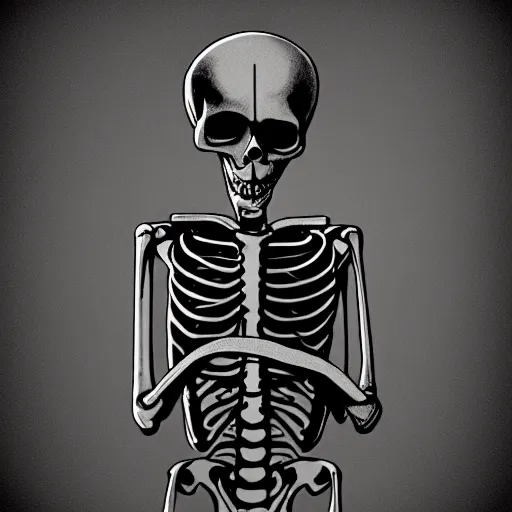 Image similar to skeleton smoking a cig, black background, noir style