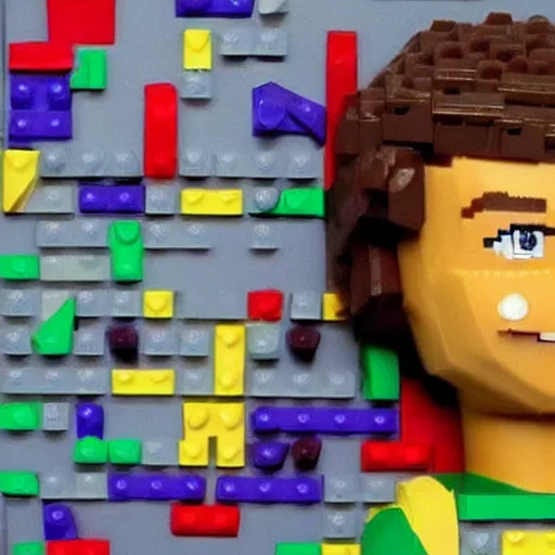 Image similar to Micheal Cera made of Legos