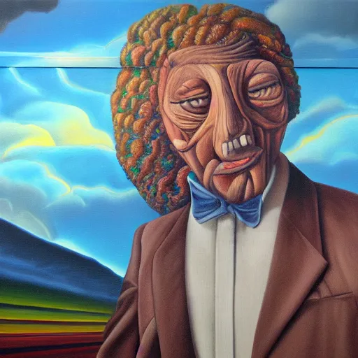 Prompt: mr. mural, surrealism, oil on canvas, high detail