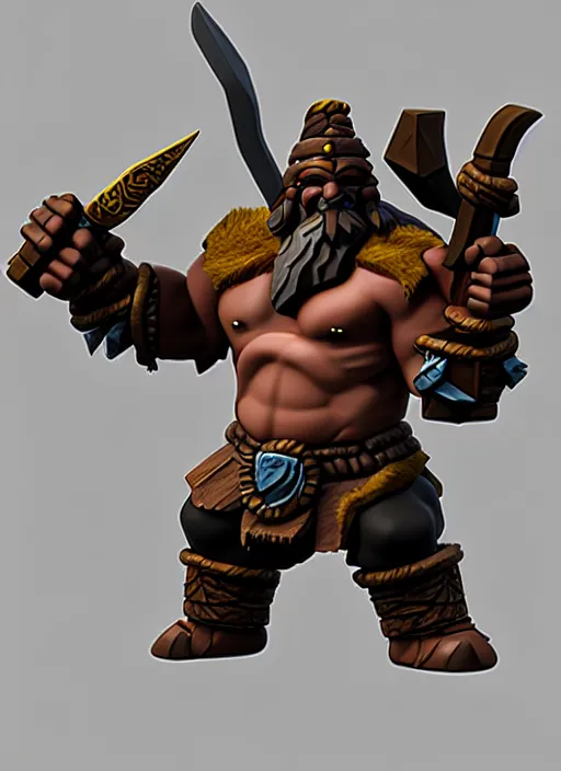 Image similar to barbarian, stylized stl fantasy miniature, 3 d render, activision blizzard style, michael vicente