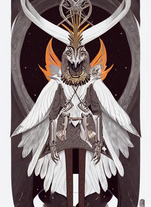 Image similar to hawk headed warlock, wind magic, exquisite details, full body character design, white background, by studio muti