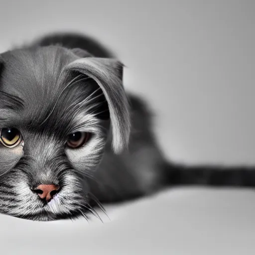 Image similar to a feline schnauzer - cat - hybrid, animal photography