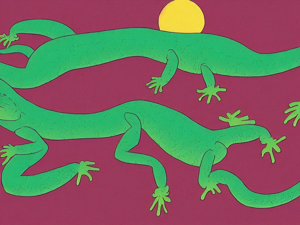 Image similar to “ a lizard basking in the sun, 4 k, trending on artstation, in the style of daniel clowes ”