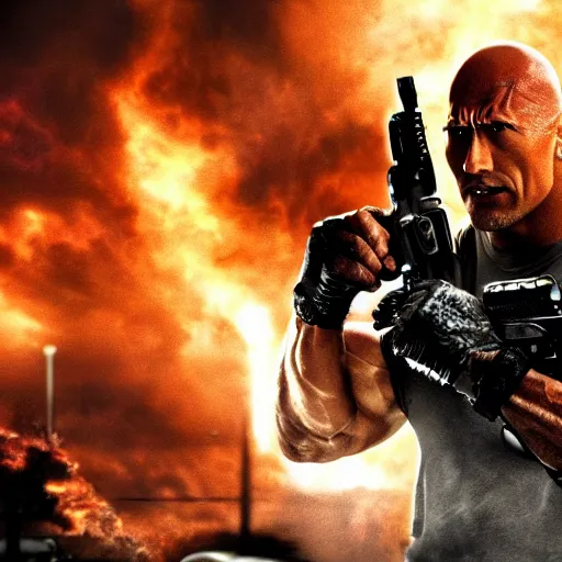 Image similar to Dwayne Johnson as the Terminator 4K detail