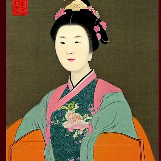 Prompt: “a beautiful portrait of a Chinese lady in Qing dynasty”